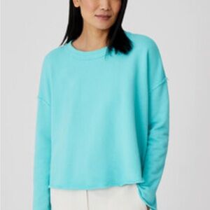Eileen Fisher Organic Cotton French Terry Box Top in Aqua